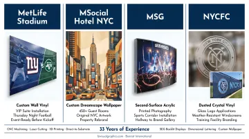 Bonnist International branded wall graphics installed at MetLife Stadium and MSG