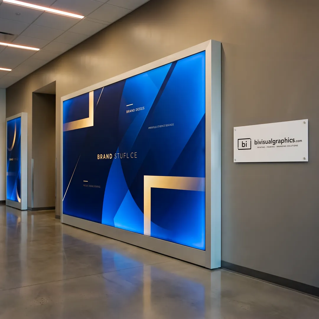 Illuminated SEG fabric display in branded interior