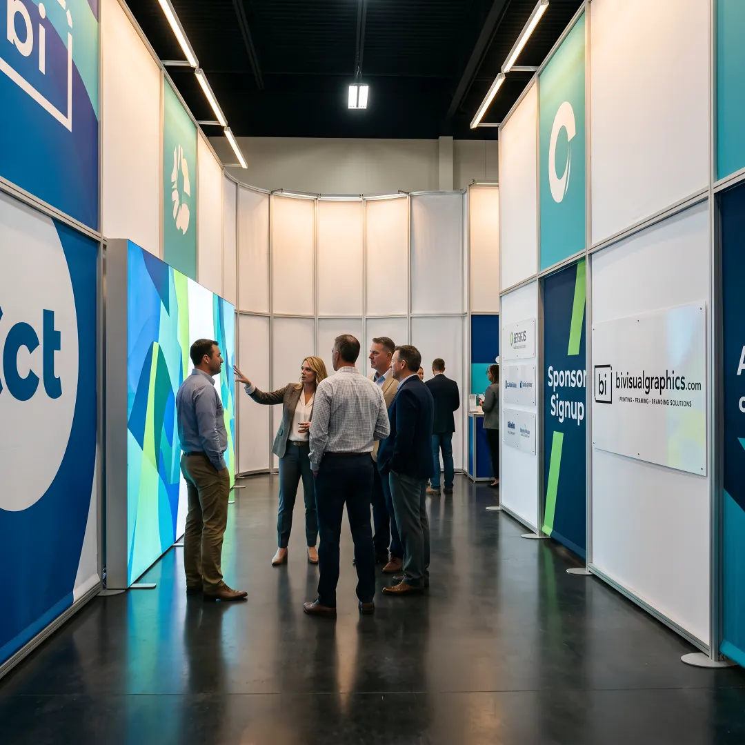 Experiential event installation with branded displays