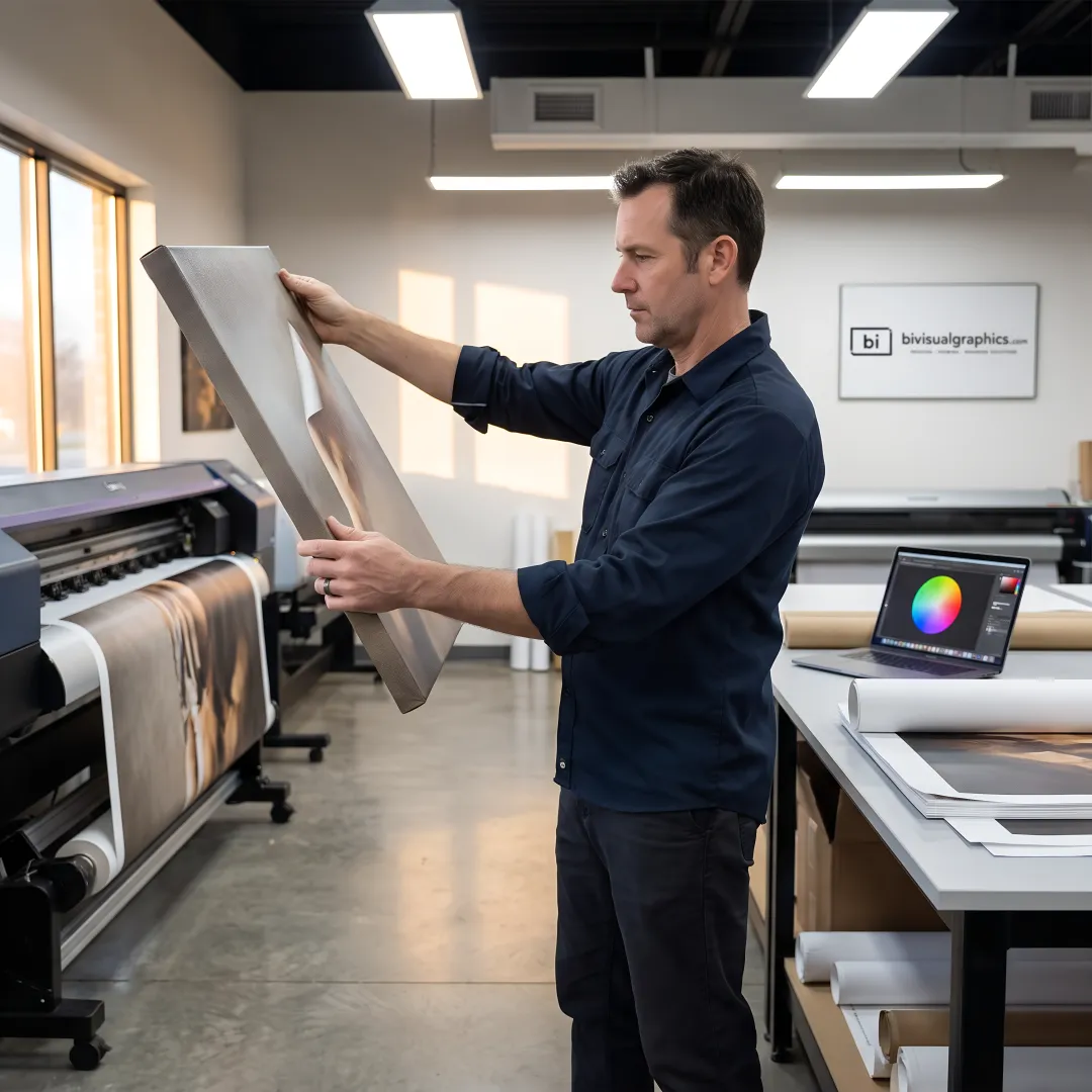 Canvas print production and proof review