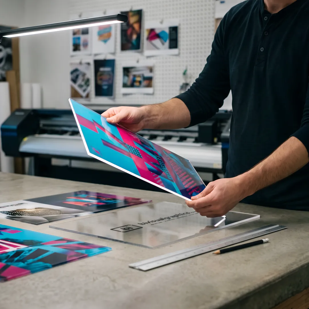 Printed acrylic sheet samples with vivid graphics