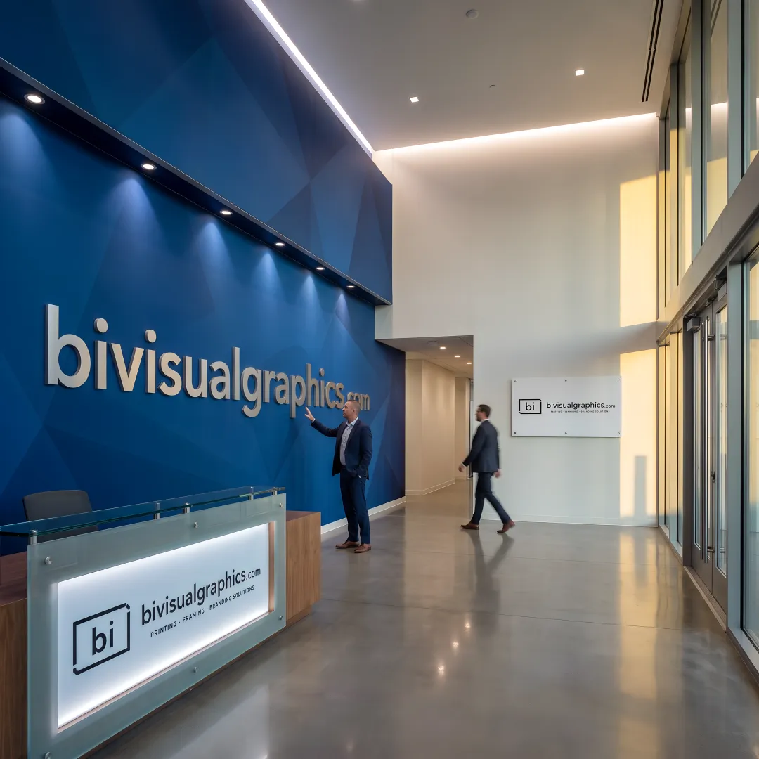 Branded interior environment with custom wall graphics