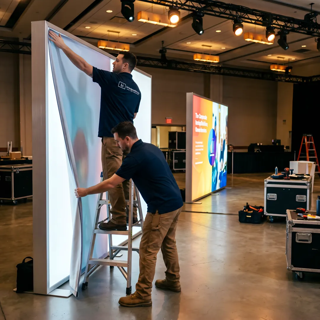 Branded New York event production setup