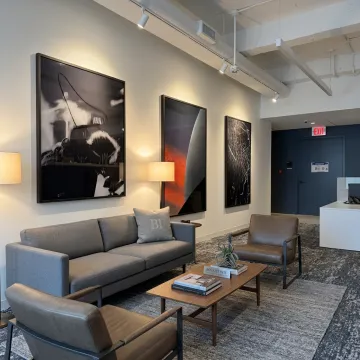 Curated artwork in a modern commercial interior