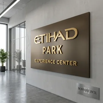 Branded wall printing in a modern commercial space