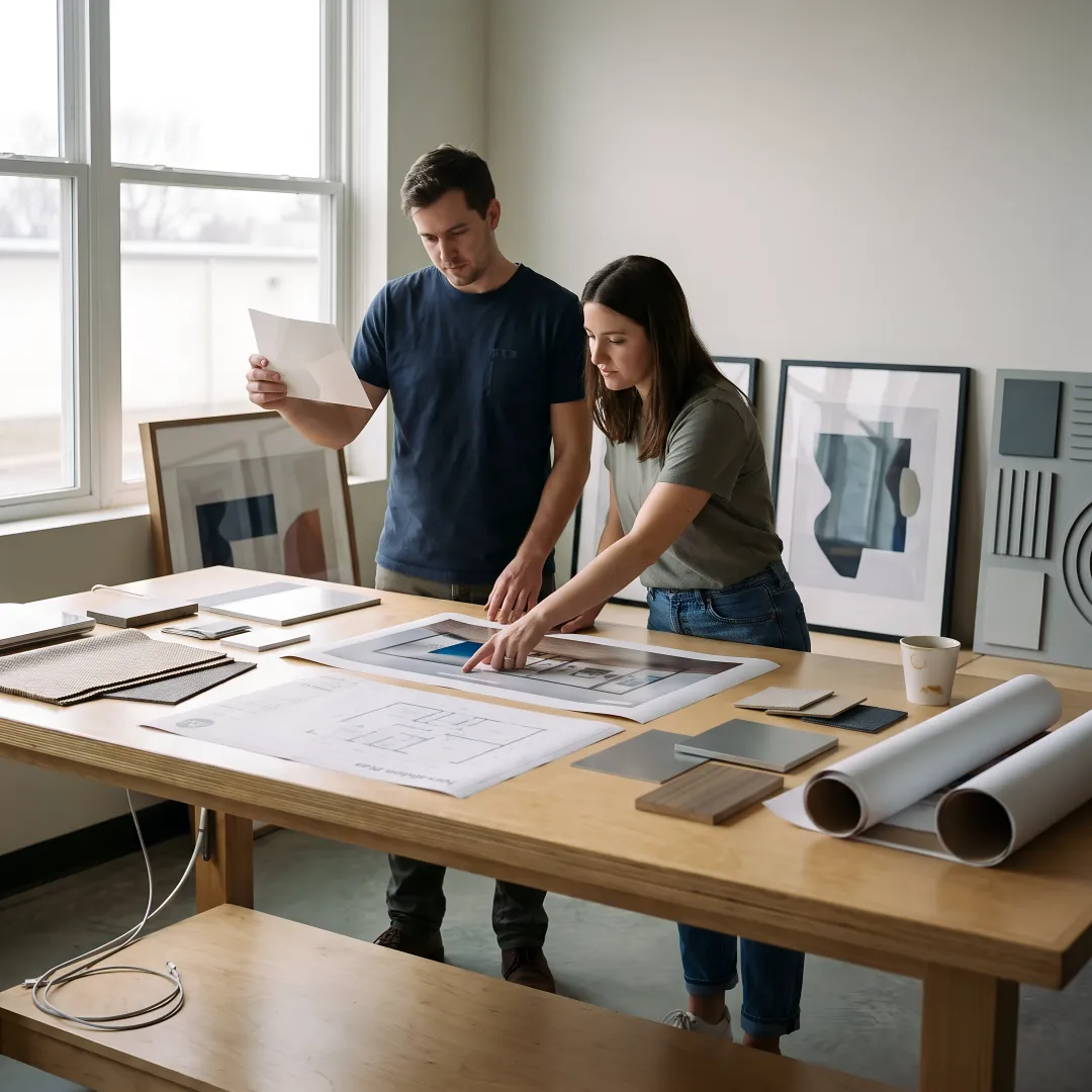 Corporate art installation planning