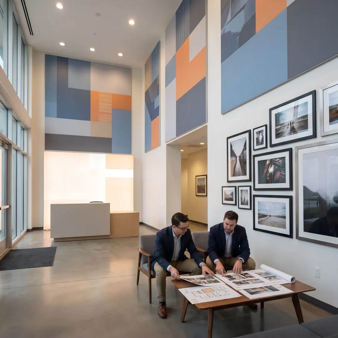 Atlanta corporate lobby with curated art and branding