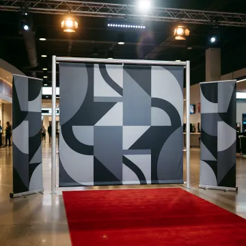Custom step and repeat backdrop at branded event