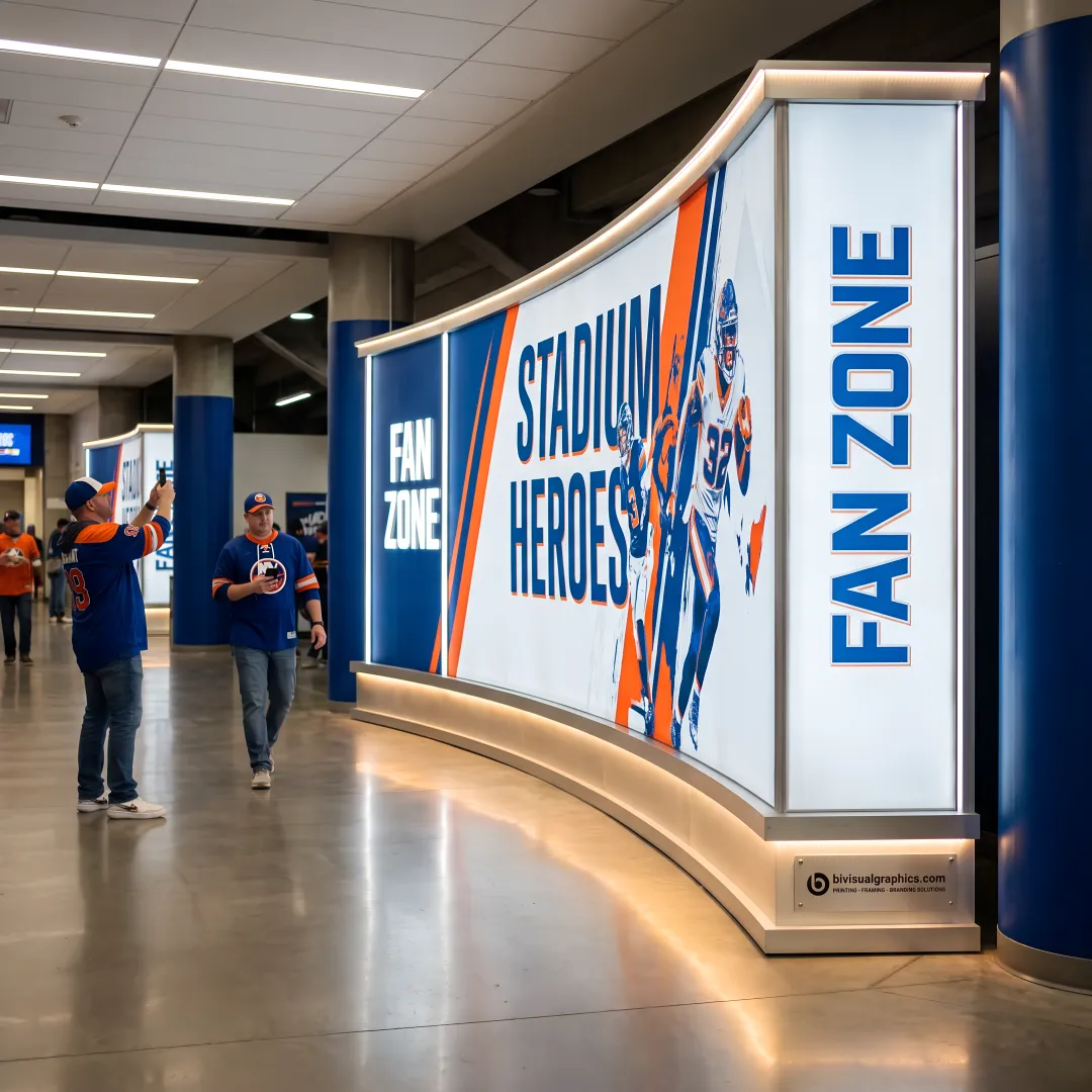 Immersive branded event display with custom graphics