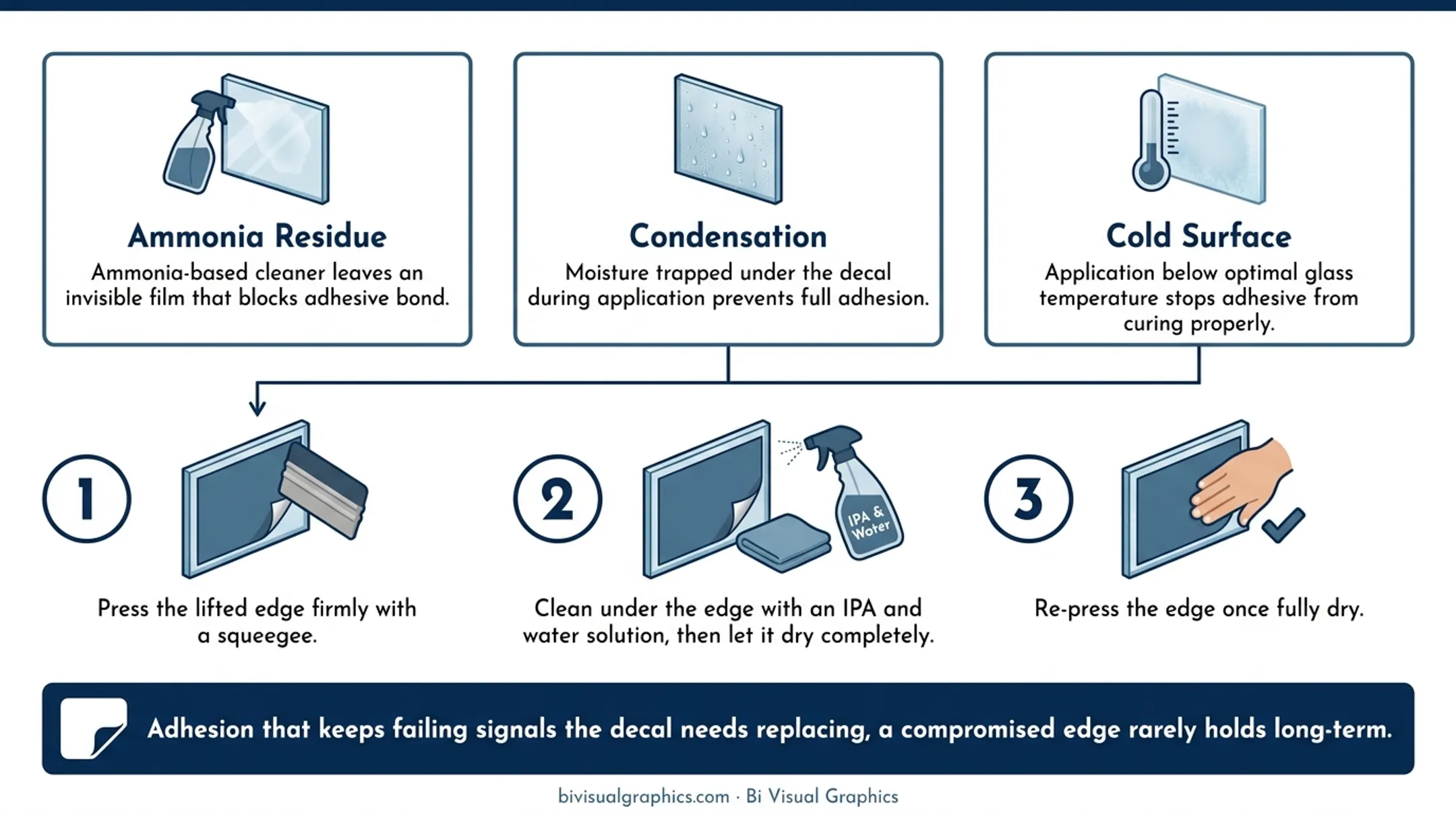 Vinyl decal edge lifting causes and fix steps comparison troubleshooting guide