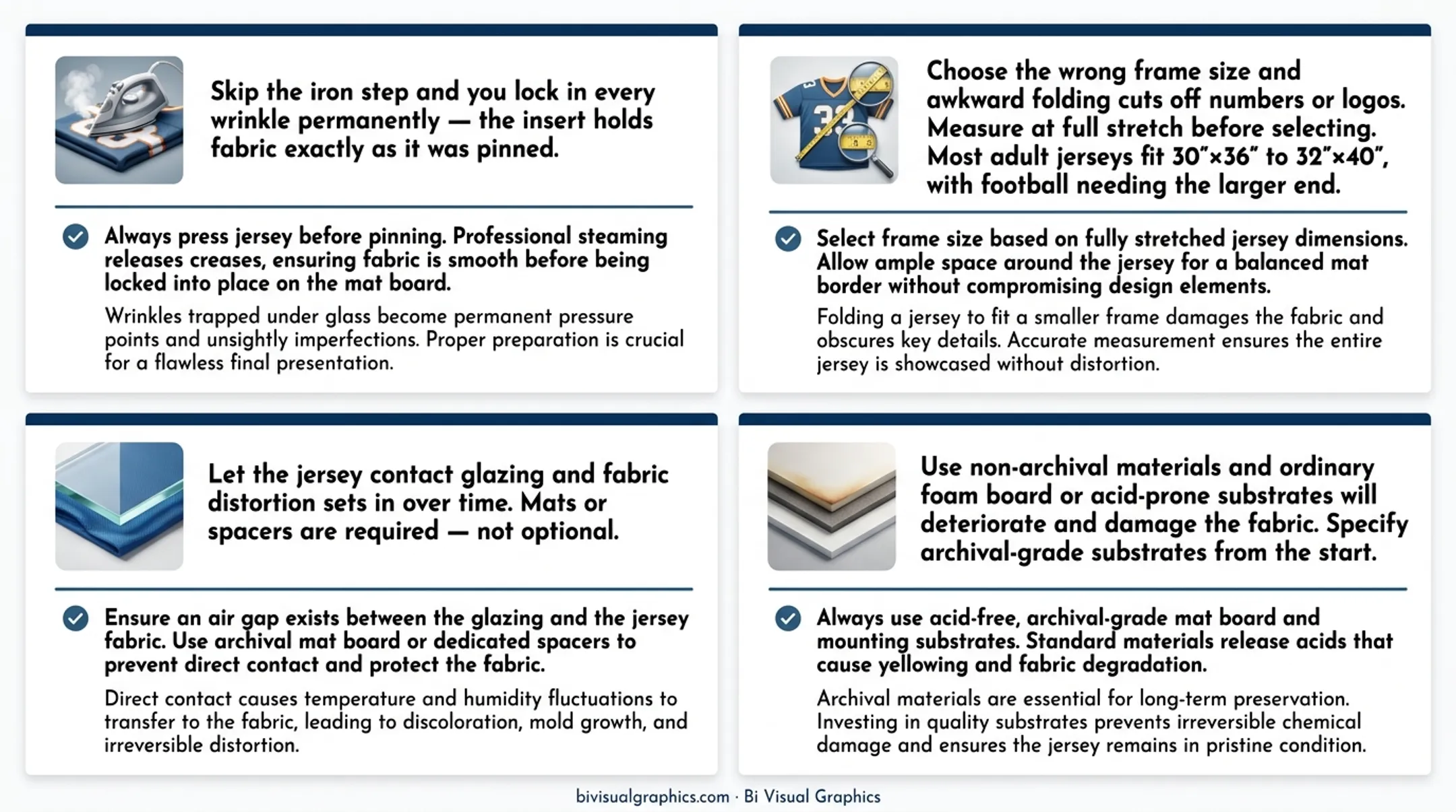 Four common jersey framing mistakes and how to avoid them infographic