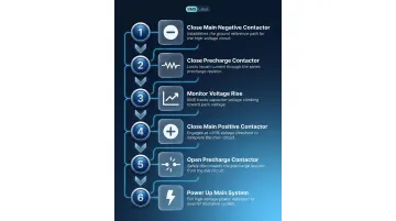 Six-step BMS contactor sequence for safe hot swappable battery connection process