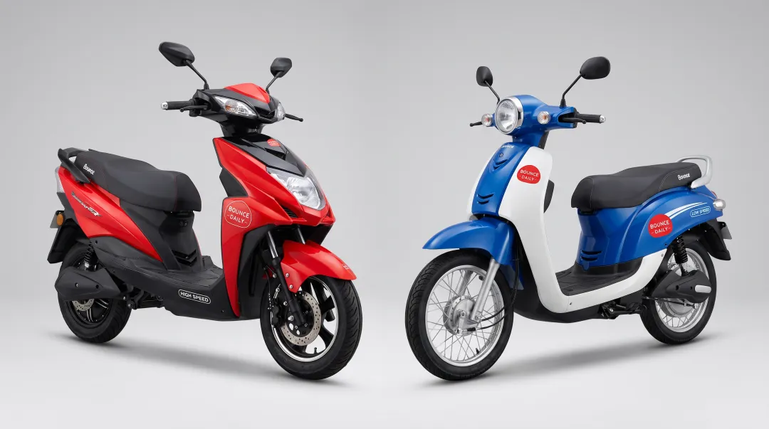 Bounce Daily High Speed and Low Speed electric scooter variants with specifications