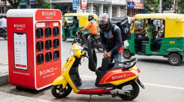 Bounce Daily low speed electric scooter rental with battery swap station in Bengaluru