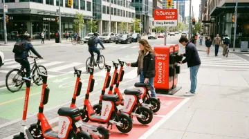 Bounce Daily electric scooter fleet with battery swapping station in Bengaluru