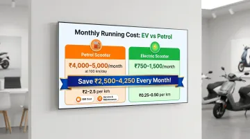 Electric scooter versus petrol scooter monthly fuel cost savings comparison infographic