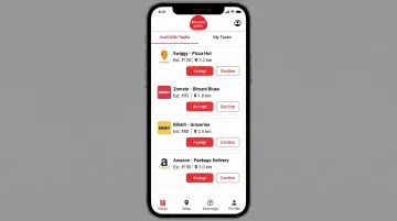 Bounce Task multi-platform delivery app interface showing order opportunities from multiple networks
