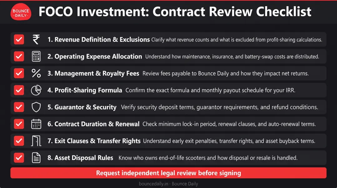 8 critical FOCO contract terms checklist for investor due diligence review