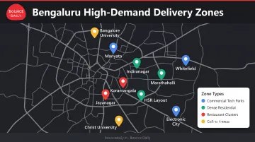 Bengaluru delivery zone map showing high-demand areas and peak earning locations across the city