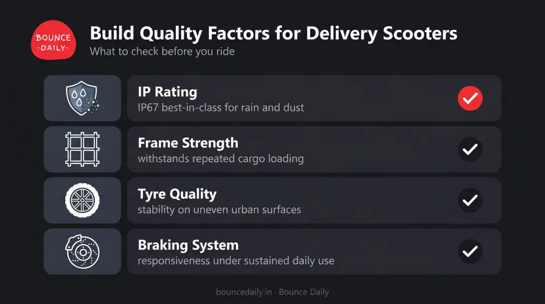 Four key build quality factors for delivery electric scooters evaluation checklist