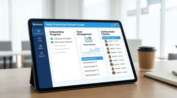 Bounce Daily EV franchise partner onboarding dashboard with verified rider pipeline