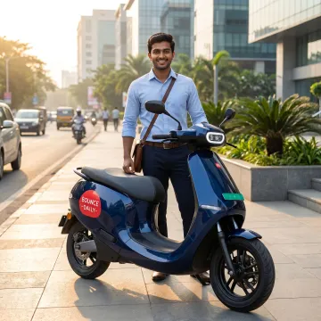 Electric scooter parked for daily commute use