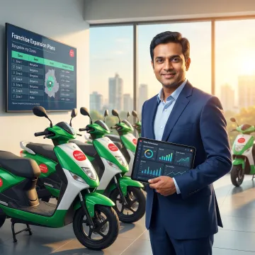 Investor reviewing EV rental franchise model