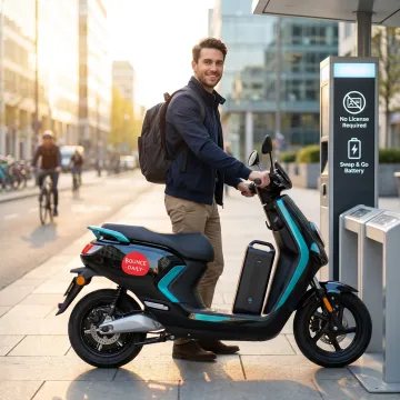 Electric scooter rental ready for urban riders