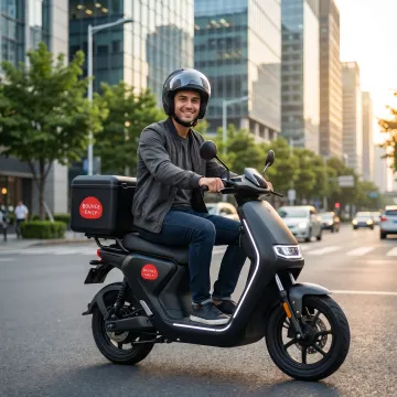 Rider using a low-speed electric scooter for daily travel