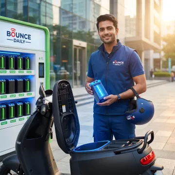 Delivery rider using a swappable battery electric scooter