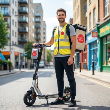 Rider using electric scooter for daily work