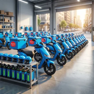 Managed EV scooter fleet for delivery riders