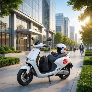 Electric scooter parked near Bangalore office area