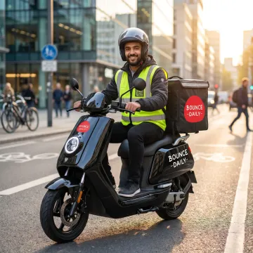 Delivery rider using electric scooter fleet