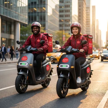 Business electric scooter fleet in daily use