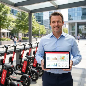 Franchise partner reviewing EV rental operations