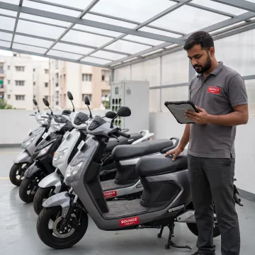 Fleet manager reviewing EV scooter operations