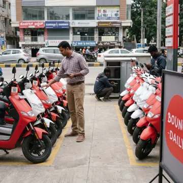 EV scooter rental hub operator with electric scooters