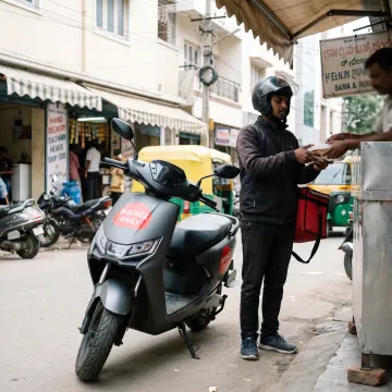 Food delivery rider on an electric scooter