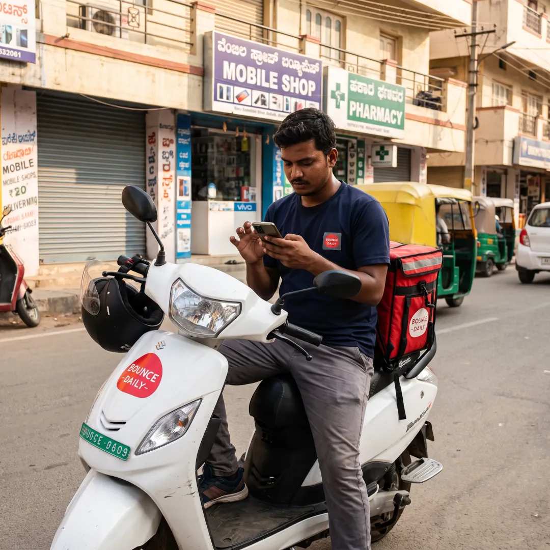 Rider reviewing delivery opportunities on phone