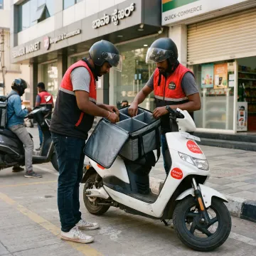 Rider preparing for deliveries with an electric scooter