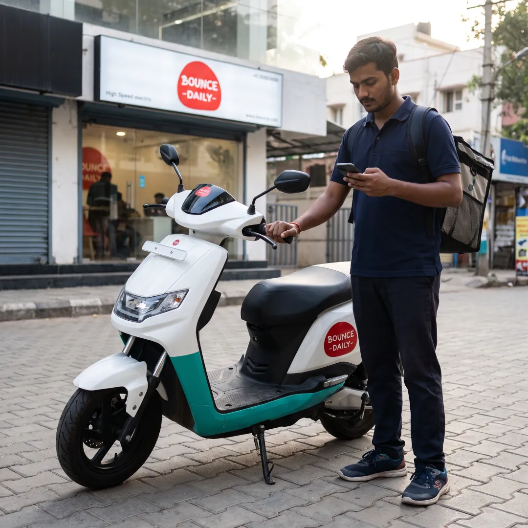 Rider checking electric scooter in app