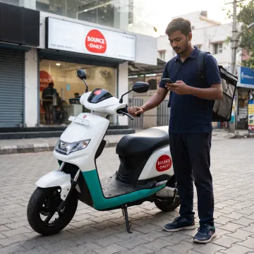 Rider checking electric scooter in app