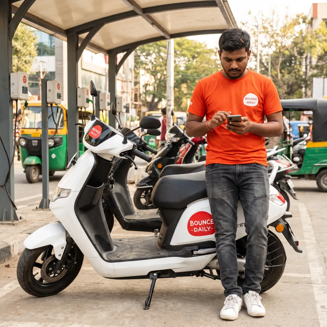 Rider completing digital onboarding for electric scooter rental