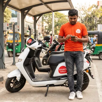 Rider completing digital onboarding for electric scooter rental