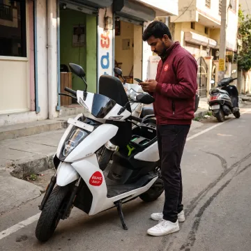 Delivery rider preparing for a shift