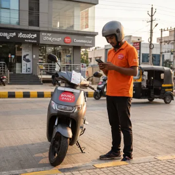 Rider reviewing delivery opportunities on a phone