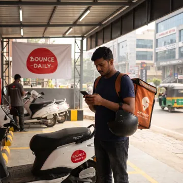 Rider collecting an EV scooter for delivery work