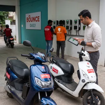 Investor reviewing a Bounce Daily EV rental hub opportunity