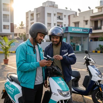Delivery partners reviewing work opportunities on a phone